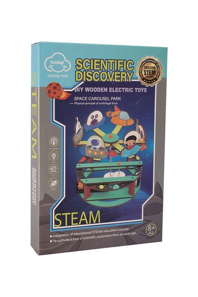 Fab N Funky ألعاب كهربائية خشبية من إنتاج Scientific Discovery DIY على شكل متنزه دائري فضائي - 26 قطعة