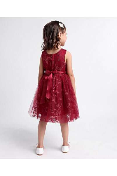 Babyhug Sleeveless Party Wear Frock Embroidered - Red