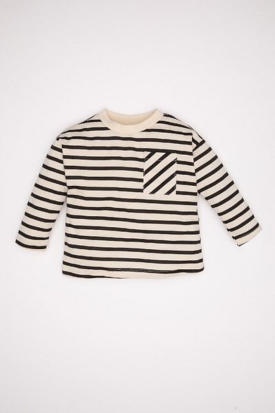 DeFacto Baby Boy Crew Neck Striped Pocket Long Sleeve T-Shirt D3938A524Wn