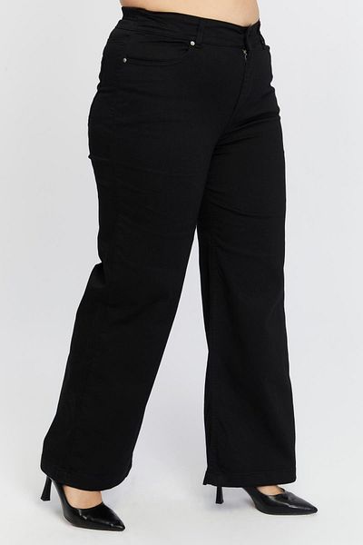 RMG Wide Leg Plus Size Black Jeans with Elastic Waist
