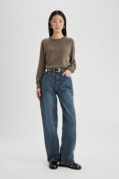 DeFacto Crew Neck Soft Textured Knitwear Sweater - Regular Fit I6913Az24Wn
