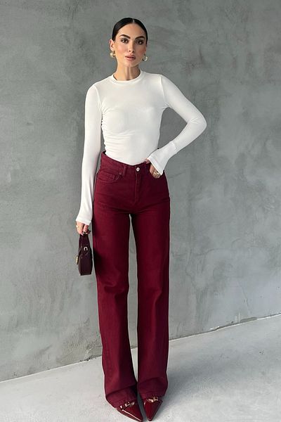Seda Yalçın Atelier Burgundy Almera Straight Fit Jeans