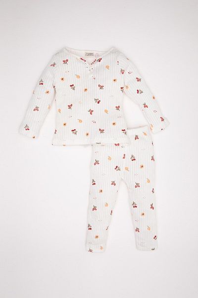 DeFacto Baby Girl Fruit Patterned Long Sleeve Top Long Bottom Pajamas Set D1809A524Au