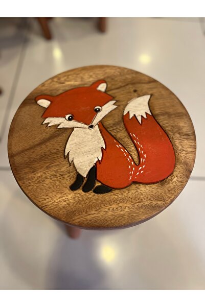 ADOR TASARIM Ahşap Tabure Şirin çocuk taburesi , karikatür desenli çocuk taburesi