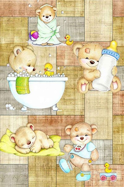 Aden Öğretici Çocuk Oyun Halısı Kaymaz Makinede Yıkanabilir Eğitici Bebek Ve ...