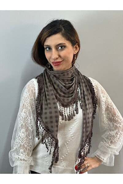 Gönülden Tasarım 150X45 cm Plaid Women's Tasseled Scarf Shawl