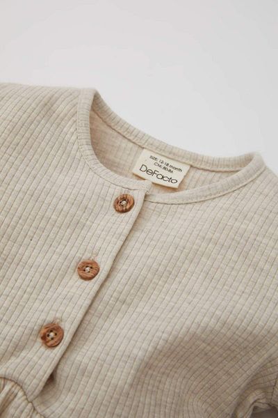 DeFacto Baby-Mädchen-Camisole mit Rundhalsausschnitt und langen Ärmeln, einfaches, gerades Kleid A7522a523au