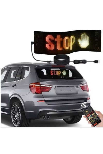BGGTech Araç Led Matrix Cama Yapışkanlı Telefonla Kontrol Edilebilen Kişiselleştirilebilir Uzaktan Kumandalı