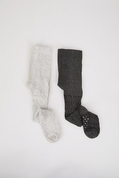 DeFacto Baby Girl Seamless 2-Piece Cotton Pantyhose D2500A5Ns