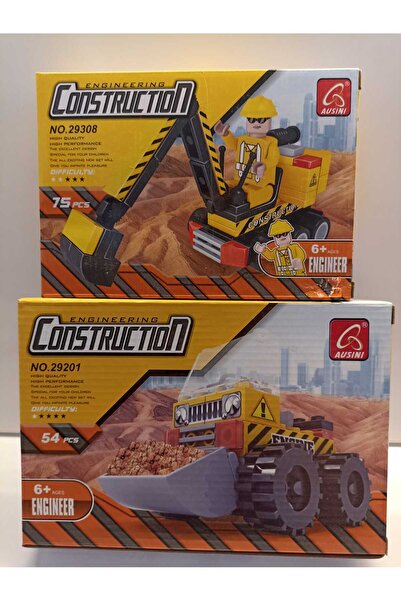 smilechild Ausini Constructıon İş Makinaları  75 Parça ve 54 Parça 2 Kutu