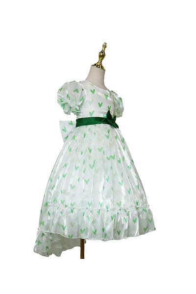 Kookie Kids Heart Print Party Gown - White