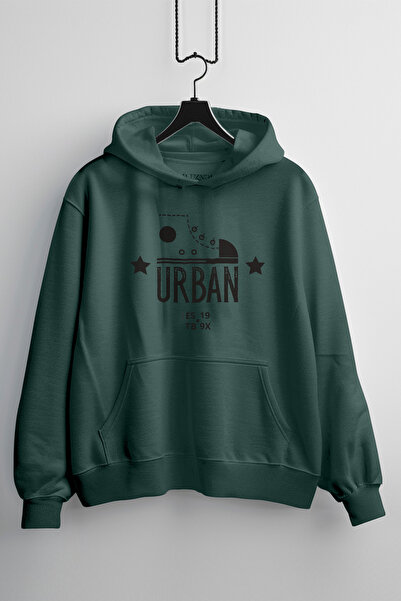 Zestia Hanorac unisex, cu imprimeu design urban, croială normală, 100% bumbac...