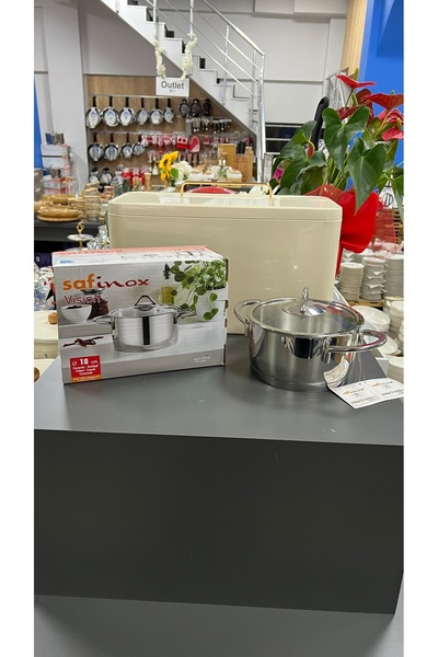 SAFINOX VİSİON 18 CM TEL KULPLU CAM KAPAKLI ÇELİK TENCERE