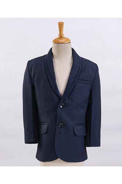 Babyhug Full Sleeves 3 Piece Solid Party Suit - Navy