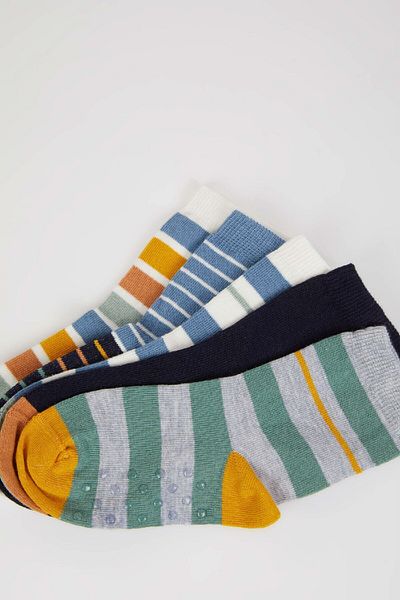 DeFacto Baby Boy Seamless 5-Piece Cotton Long Socks C9112A5Ns