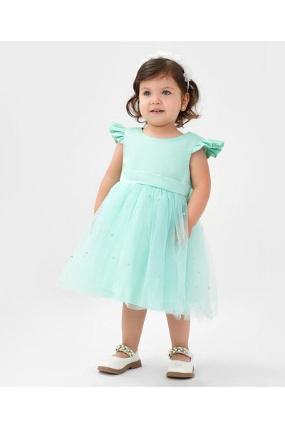 Kookie Kids Tulle Embellished Dress - Mint Green