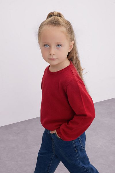 DeFacto Baby Girl Red Crew Neck Basic Plain Knitwear Sweater X8187A224Au