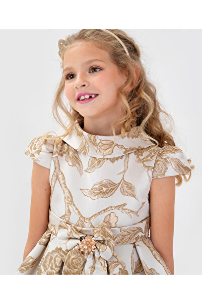 Kookie Kids Leafy Bow Detail Dress - Gold