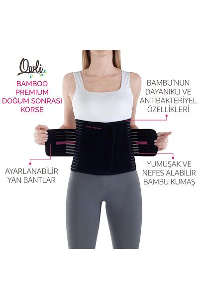 Owli Corset postpartum Premium Bamboo Negru