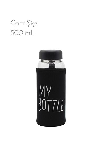 fitmart Black Adipa Pr Glass Water Bottle - 500 ml