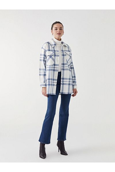 LC Waikiki Καρό Oversize Γυναικείο Πουκάμισο Τουνίκ