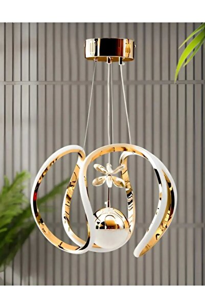 NZL Lighting Nilüfer Tek Toplu Üç Renkli Gold Luxury Sarkıt Avize ve Ledli Avize