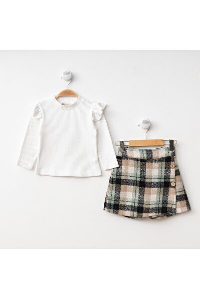 warba Şort Etek Beyaz Badili 2'li Takım Kız Çocuk