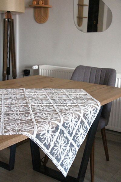 DDHOME 90X90 cm Fiskos Lace Knitted Table - 5001-Papatia