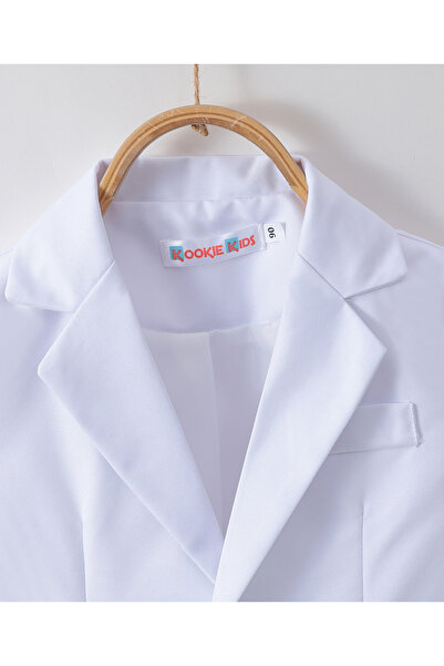 Kookie Kids 3 Piece Suit With Solid Shirt Blazer Trousers & Bow Tie - White