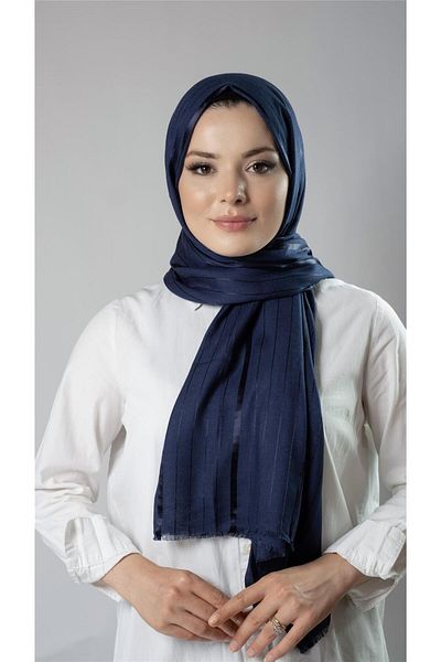 HÜRREM BONE Şal cu dungi Bleumarin Tesatura Viscoza Bursa Dolama 202110_02