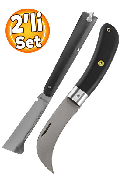 Badem10 Plastik Saplı Bıçak Çakı Aşı Bıçağı Profesyonel Çelik Eğri Uçlu Bağ A...