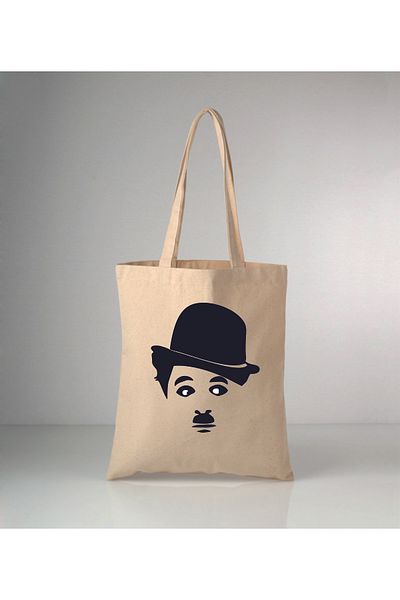 GİFTORA Charlie Chaplin Printed Raw Cloth Shoulder Bag