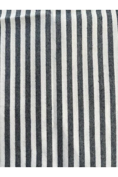 Genel Markalar Flanel kumaş lacivert beyaz çizgili