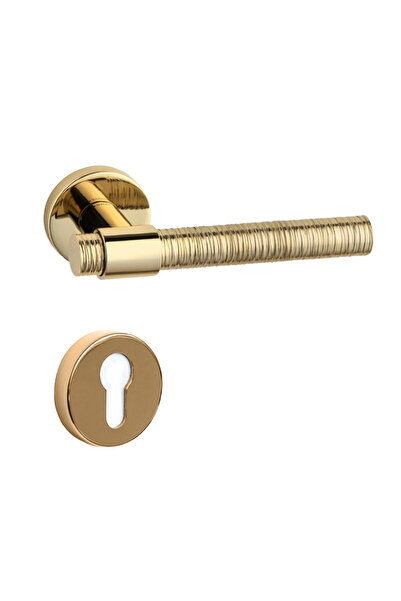 System Axel-v Rozetli Kapı Kolu Gold Rengi Yale (DIŞ KAPI) Rozetli