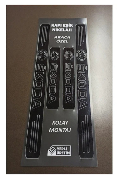 KARA AUTO Skoda Kodiaq Kapı Parlak Eşik Çıtası Krom Nikelaj Lazer Kesim 4 Adet