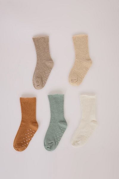 DeFacto Baby Boy Seamless 5-Piece Cotton Long Socks C9114A5Ns