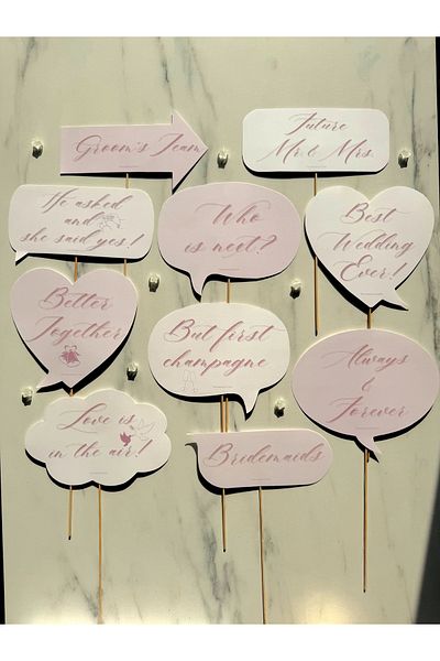 The Istanbul Event 10-Piece Soft Pink White Wedding Conversation Balloon Set - Best Wedding Ever - Better Together - Who Is Next