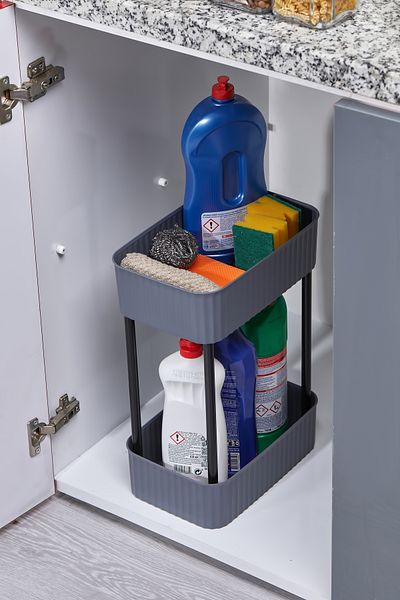 HopeWay Home Hwh-Easy 2-Tier Multi-Purpose Shelf Kitchen and Bathroom Organizer Organizer (Without Wheels)