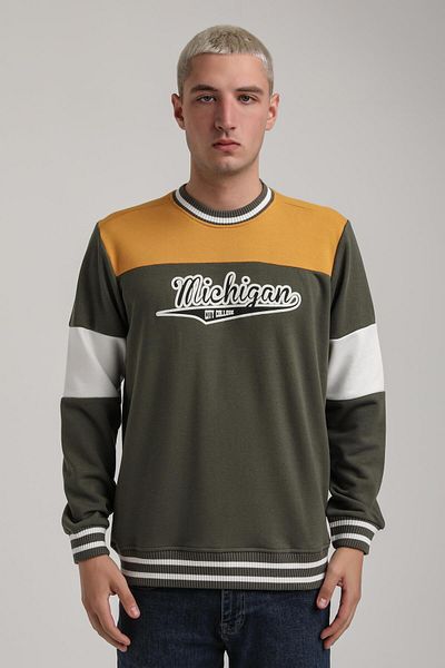 NEW WORLD POLO Crew Neck Khaki Slim Fit Sweatshirt 24Fwm60192