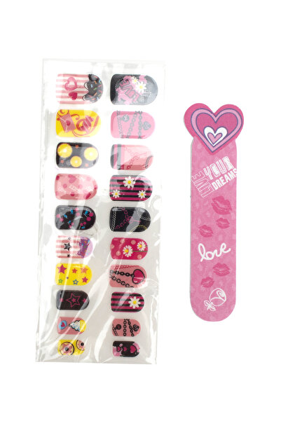 Fab N Funky لاصقات أظافر فاب آند فانكي سريعة الجفاف معطرة مع مبرد - غير سامة، 21 قطعة للأطفال من سن 5 سنوات فما فوق