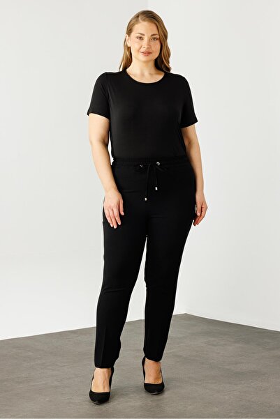 Moda İlgi Modailgi  Beli Lastikli Krep Pantolon Siyah