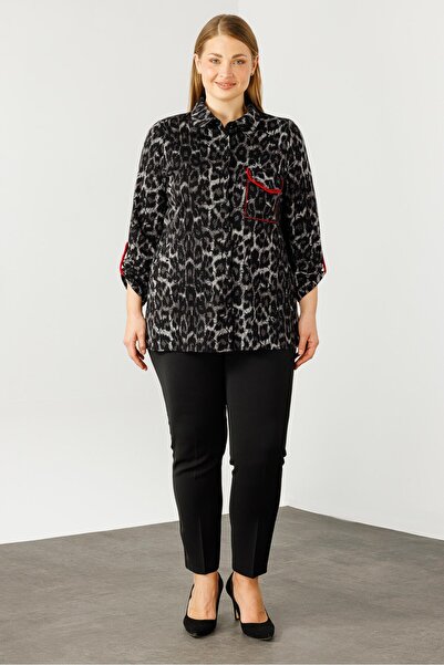 Moda İlgi Modailgi  Jakarlı Gömlek Siyah