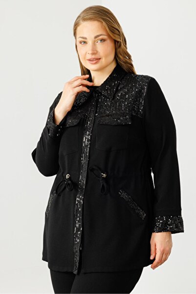 Moda İlgi Ανδρικό τουνίκ με παγιέτες - Μαύρο Modailgi