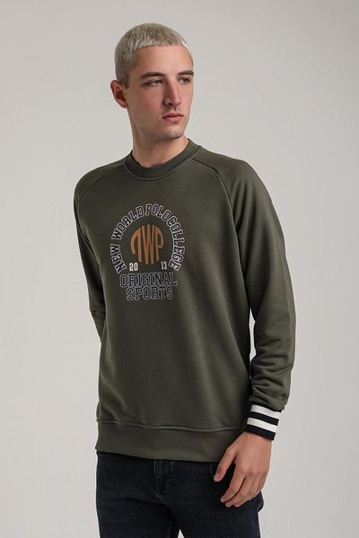 NEW WORLD POLO Crew Neck Khaki Slim Fit Sweatshirt 24Fwm60187