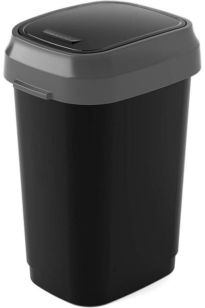 Keter Dual Swing Bin S - Black 10L - Versatile Odor-Controlled Waste Bin for Home and Office Use