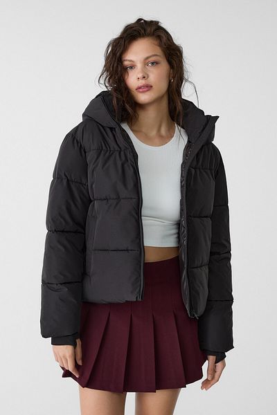 Stradivarius سترة منفوخة أساسية بغطاء رأس