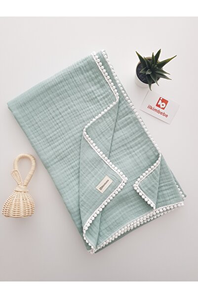 ib ilkimbebe بطانية أطفال من الموسلين بأربع طبقات مع غطاء من الموسلين مقاس 85...