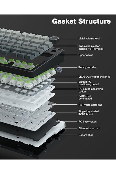 Aula F75 Pro 75% Tri-Mode RGB Wireless Mechanical Gaming Keyboard, Reaper Switches Hot Swappable