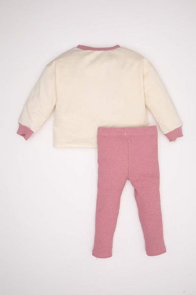 DeFacto Baby Girl 2-Piece Set Crew Neck Printed Sweatshirt Elastic Waist Tights D2851A524Au