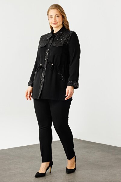 Moda İlgi Ανδρικό τουνίκ με παγιέτες - Μαύρο Modailgi